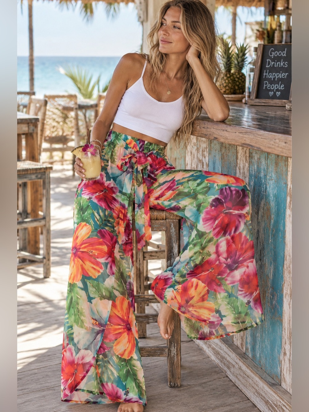 NWT Show Me Your Mumu x Barbie Tropical Print The Beach Pants XS NEW